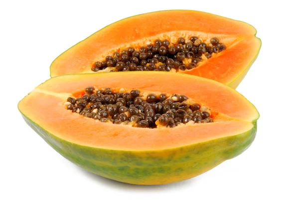 Fruto de papaya aislado en blanco Fotos de stock