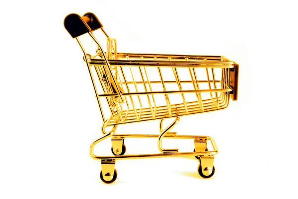 Gouden trolley geïsoleerd op wit — Stockfoto