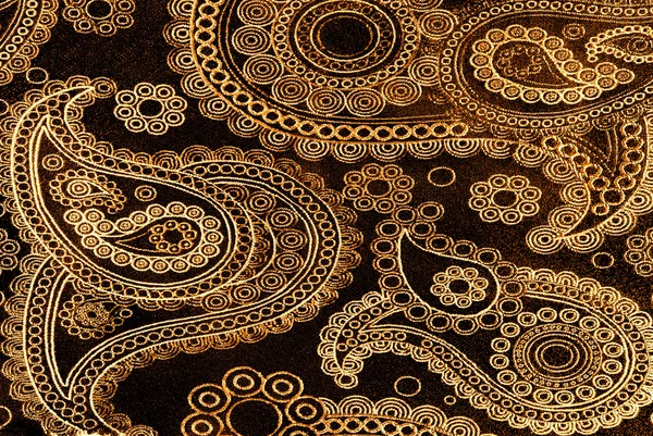 Closeup of the golden floral fabric — Stock Photo, Image