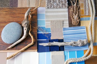 İç tasarım renk ve döşeme deniz ve Yat Limanı tarzı kavramı planlama