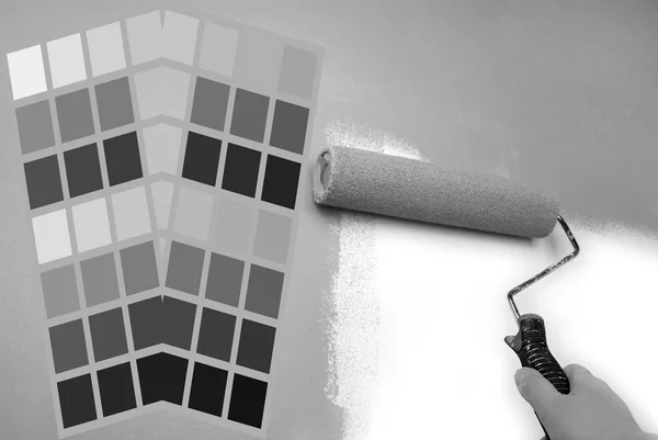 Gráfico de color gris y pared de pintura a mano — Foto de Stock