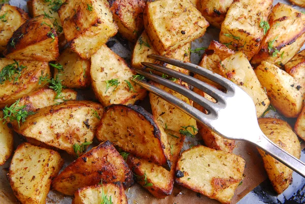 Close up of the roasted potatoes — Stock Photo, Image