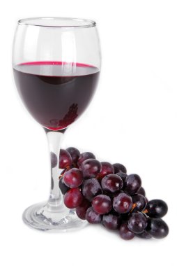 kırmızı üzüm ile kırmızı şarap cam