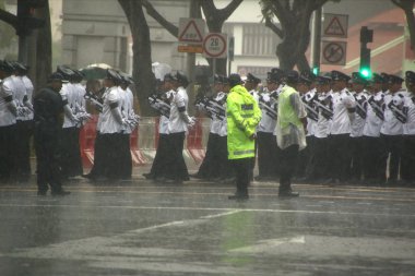 Devlet cenaze törenine geç Bay Lee Kuan Yew Parlamento binası önünde için