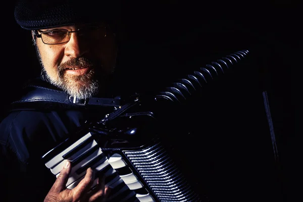 Accordion Player Portrait — Stock Photo, Image