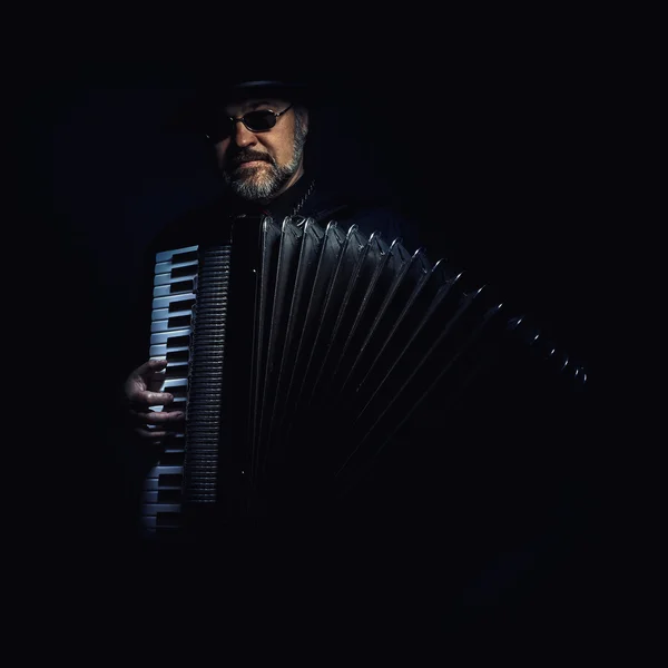 Retrato de jugador de acordeón — Foto de Stock