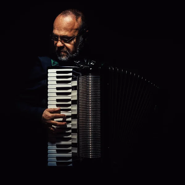 Accordion Player Portrait — Stock Photo, Image