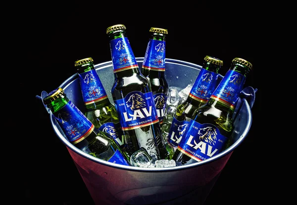 Six Bottles of Lav Beer — Stock Photo, Image