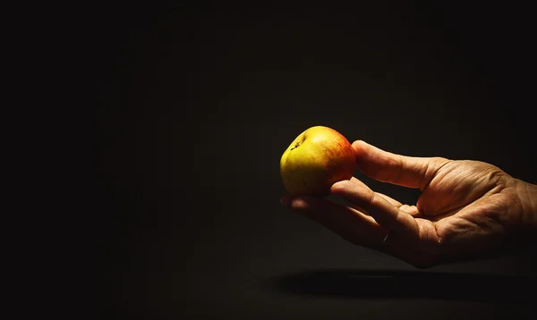Mužské ruce drží jablko — Stock fotografie