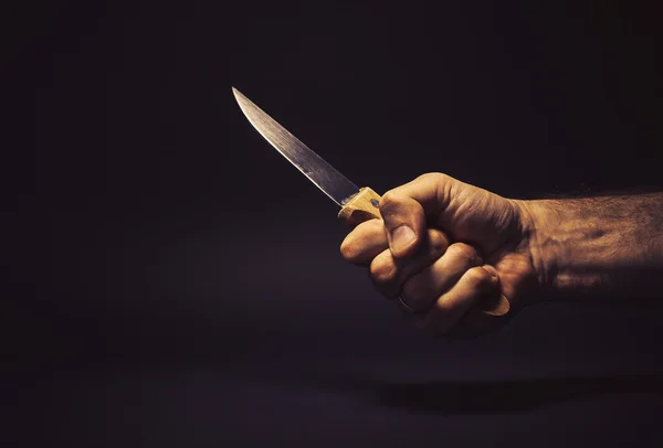 Male Hand Holding a Knife — Stock Photo, Image