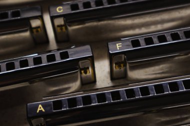 Tüm tonlarda yeni küçük mızıkalar seti. 