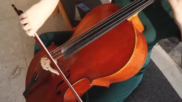 Adolescente Jouant Violoncelle Expressivité Jouer Tout Autour Elle — Video