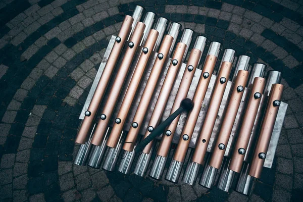 Подробиці Одного Цікавого Вуличного Ксилофона Частини Міського Парку Дітей — стокове фото