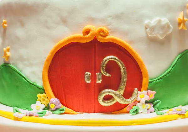 Decoration of Second Birthday Cake — Stock Photo, Image