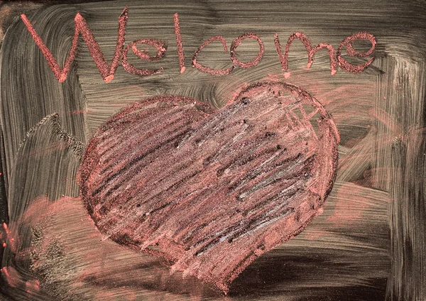 Welcome and Heart — Stock Photo, Image