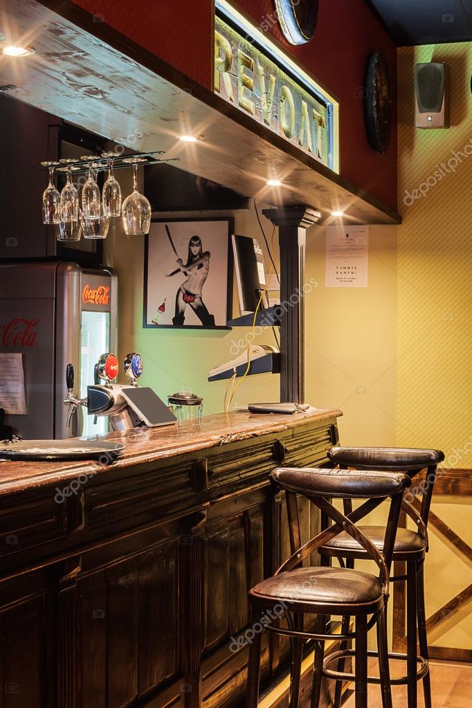 Cacak, Serbia - August 25, 2015: Interior design of a cafe. Retro style with modern approach.