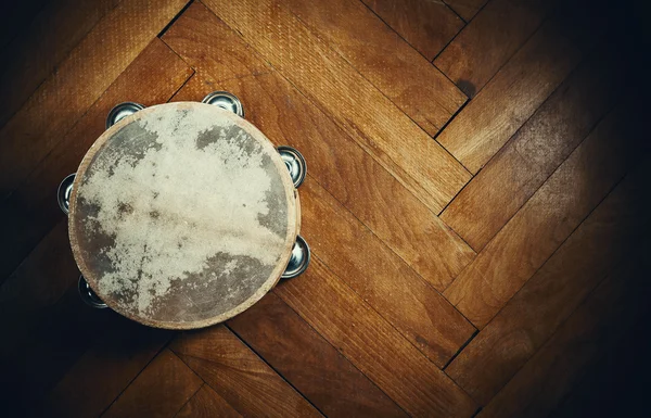 Old Wooden Tambourine — Stock Photo, Image