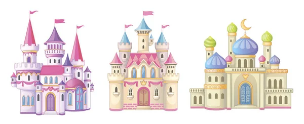 Beautiful Fairy Tale Castle Princess Magic Kingdom Vintage Eastern Palace — Stock Vector