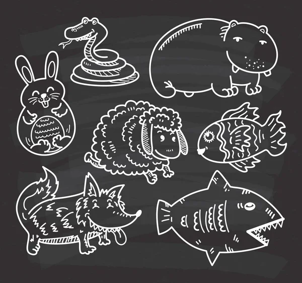 Conjunto de desenhos animados ícones animais — Vetor de Stock