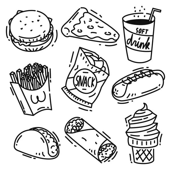 Set van junkfood pictogrammen — Stockvector