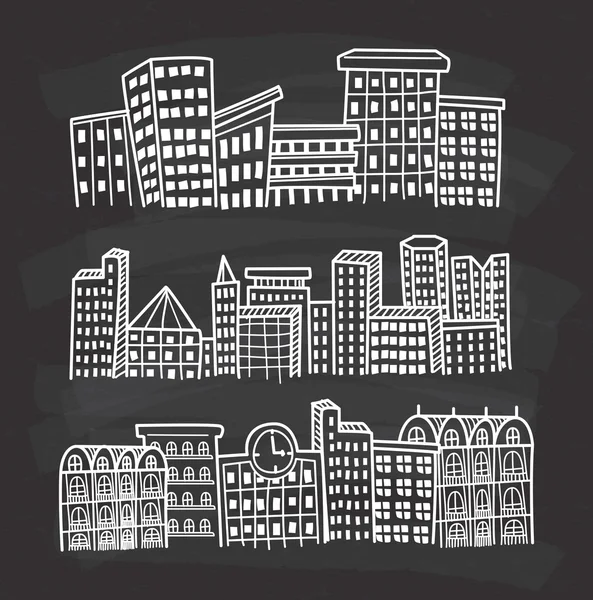 Cityscape doodle no fundo quadro — Vetor de Stock