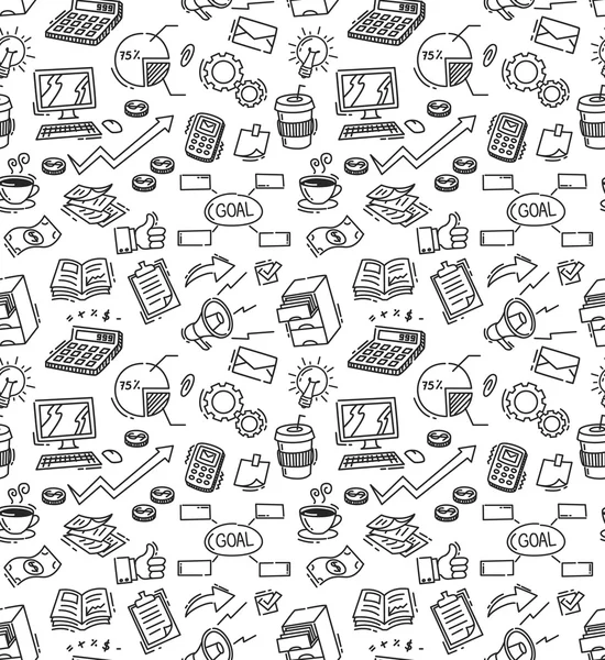 Negocio temático doodle fondo sin costuras — Vector de stock