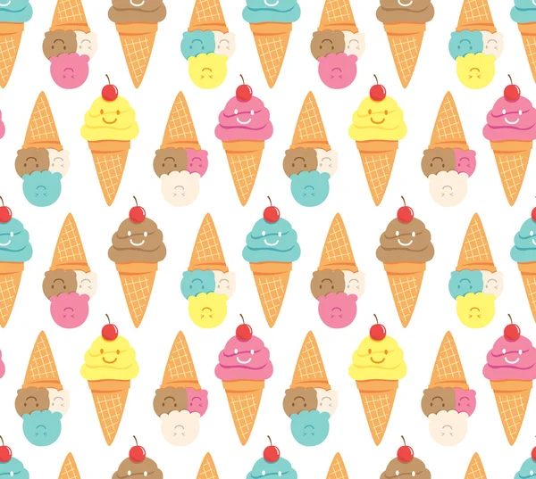 Cartoon ice cream seamless background — Stock Vector