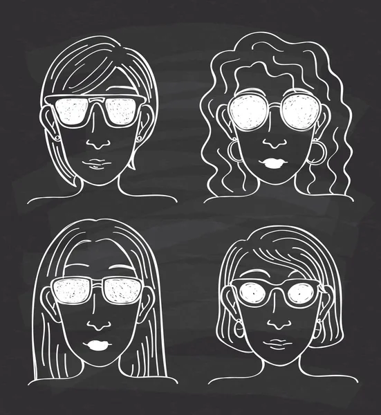 Mulheres caras desenhos animados —  Vetores de Stock