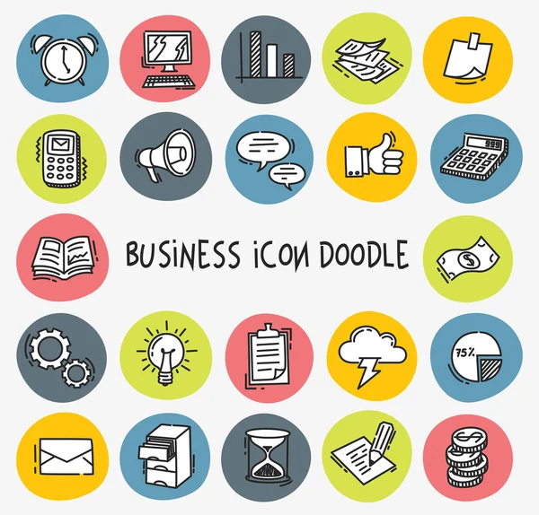 De pictogrammen van de bedrijfs in doodle stijl — Stockvector