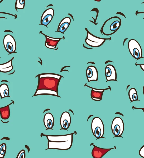Cartoon face seamless background — Stock Vector