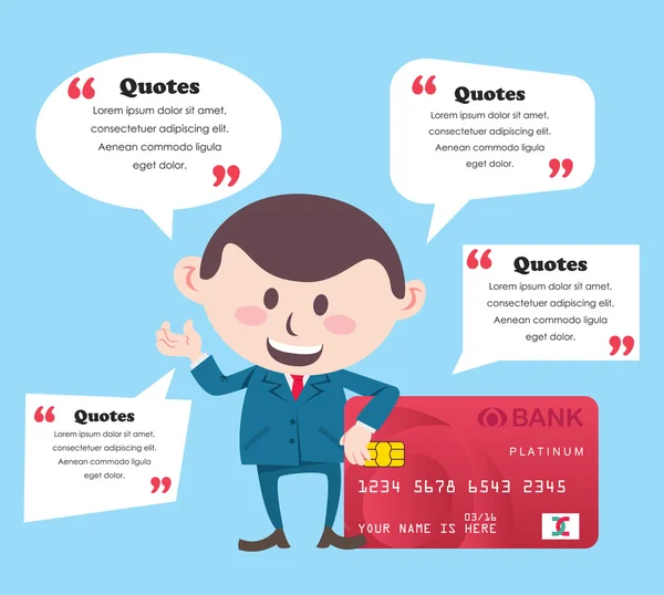 Cartoon Geschäftsmann mit Kreditkarte — Stockvektor