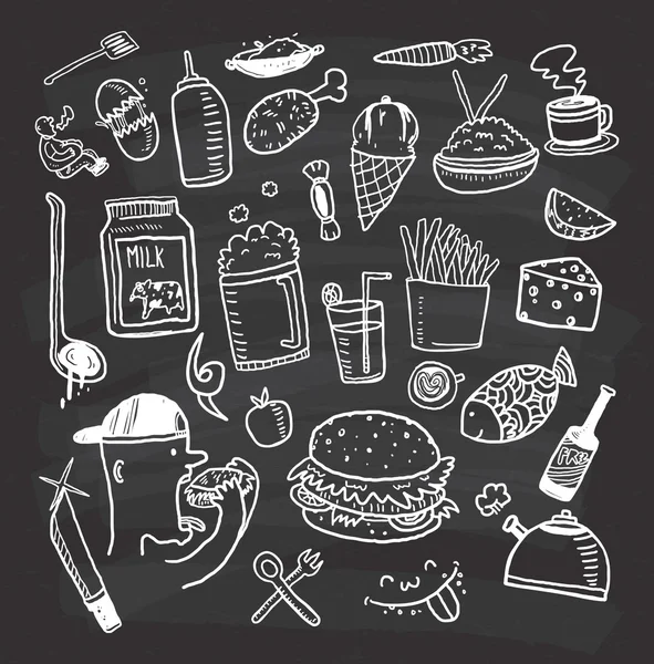 Vários ícones de alimentos e bebidas conjunto — Vetor de Stock