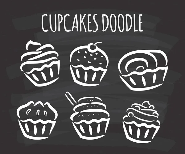 Conjunto de cupcakes dulces — Archivo Imágenes Vectoriales