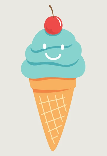 Helado con cereza — Vector de stock