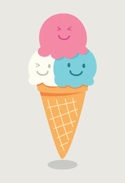 Cute cartoon ice cream cone — Stock Vector