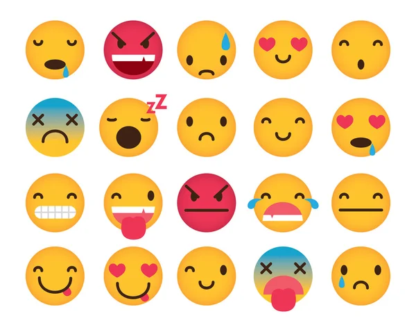 Conjunto de emoticons bonitos —  Vetores de Stock