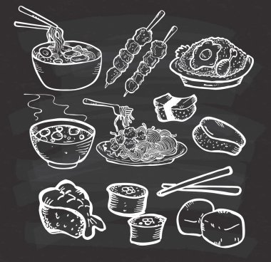 Asya gıda Icons set