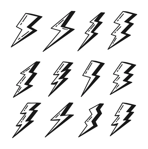 Set of thunder symbols — Stock Vector