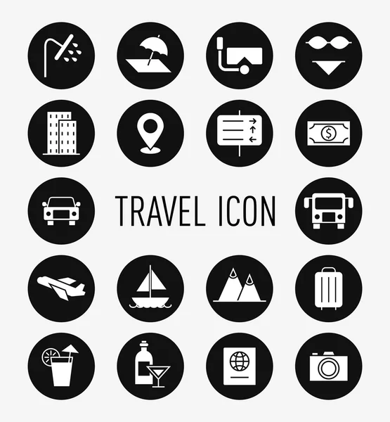 Conjunto de iconos de viajes y vacaciones — Vector de stock