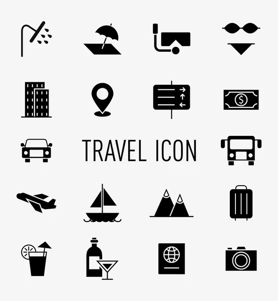 Conjunto de iconos de viajes y vacaciones — Vector de stock