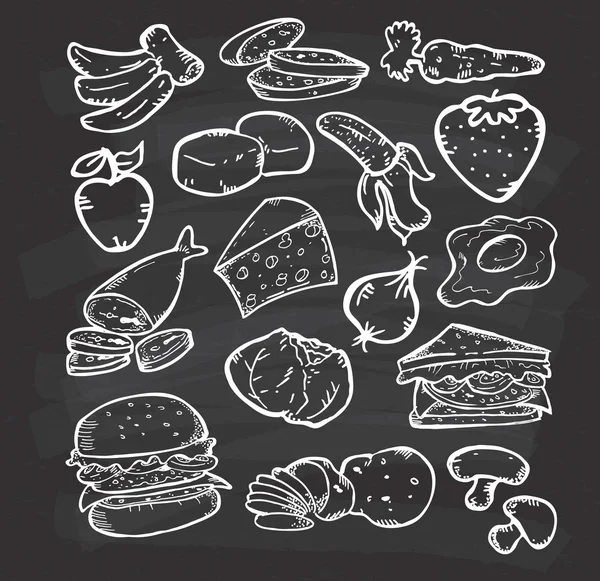 手描き健康食品のセット — ストックベクタ