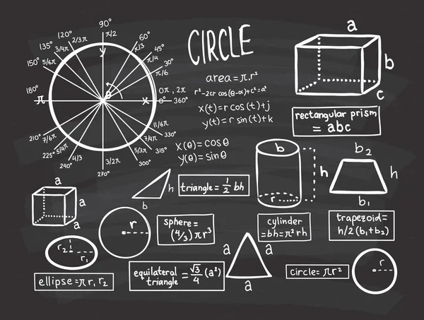 Mathe-Doodle auf Kreidetafel Hintergrund — Stockvektor