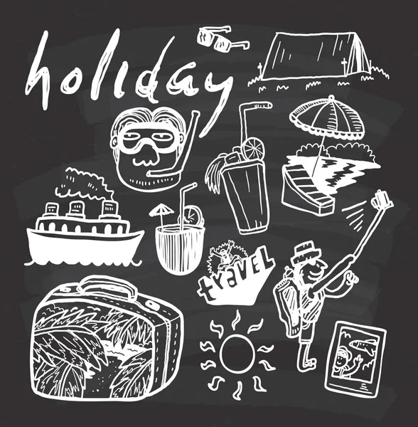 Vakantie reizen doodle — Stockvector