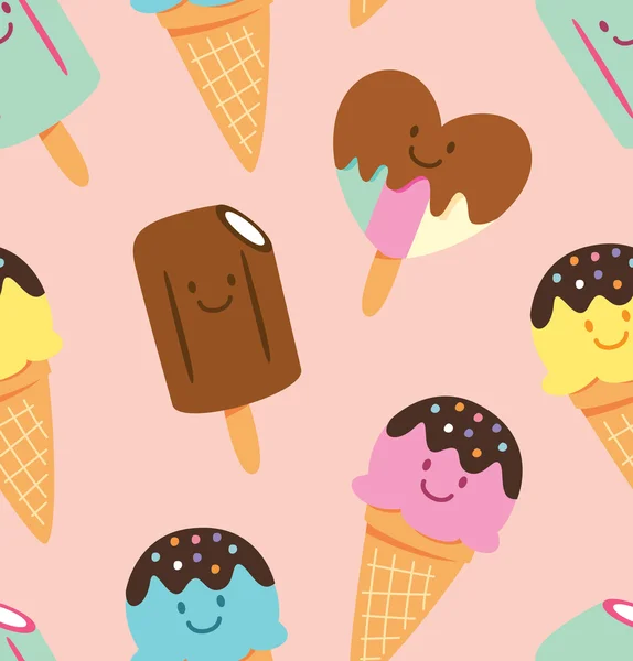Desenho animado padrão de sorvete — Vetor de Stock