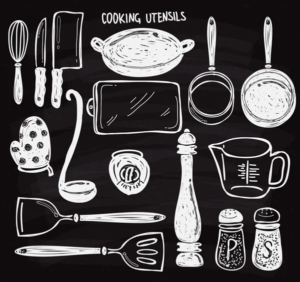 Set icone utensili da cucina — Vettoriale Stock