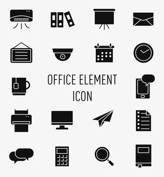 Conjunto de ícones de elementos de escritório de negócios — Vetor de Stock