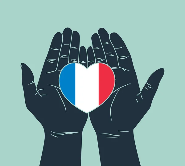 Mains tenant France coeur de couleur — Image vectorielle