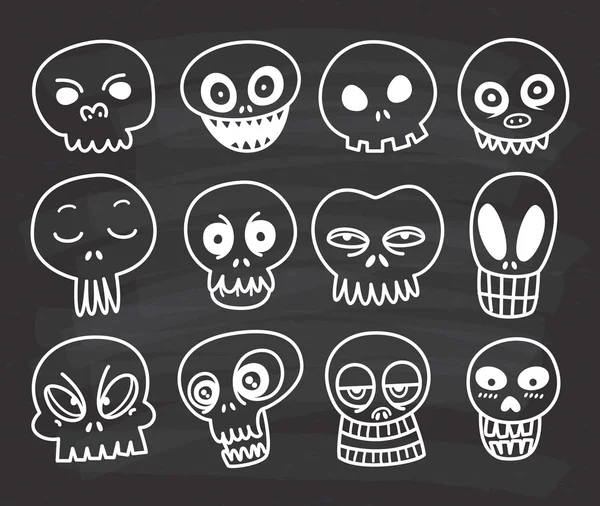 Conjunto de calaveras de dibujos animados — Vector de stock