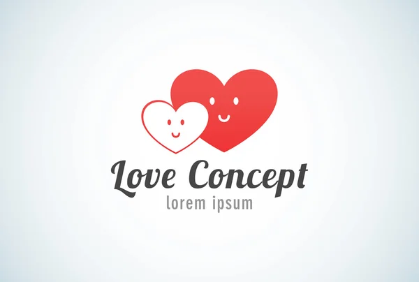 Logo concepto de amor con corazones — Vector de stock