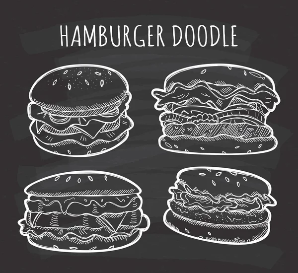 Set of fast food hamburgers — Stock Vector